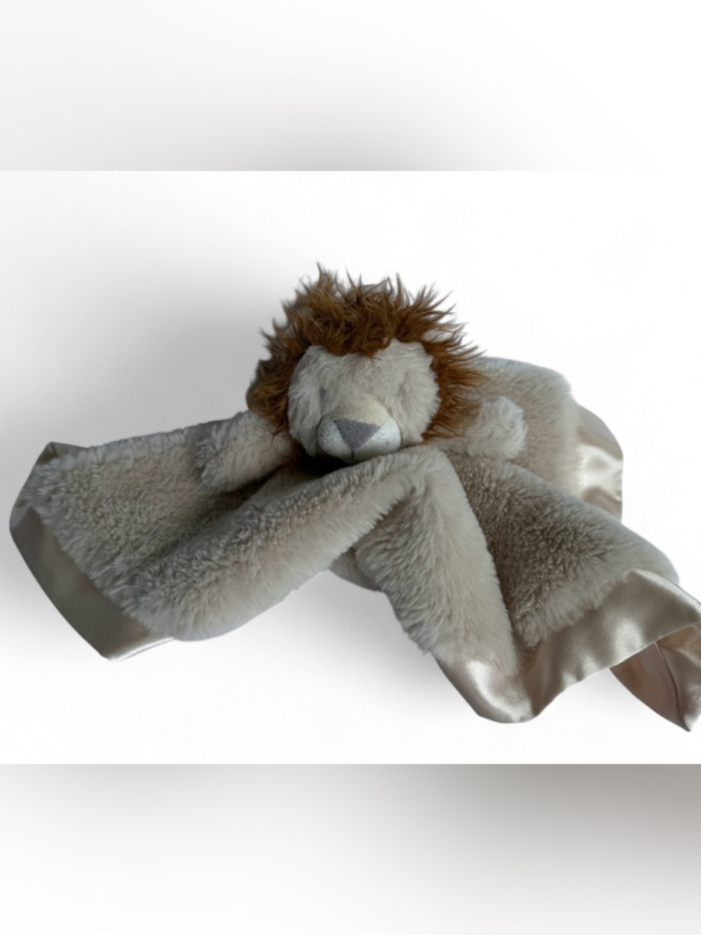 Cloud Island Lion Security Blanket Beige Tan Plush Lovey Satin Trim